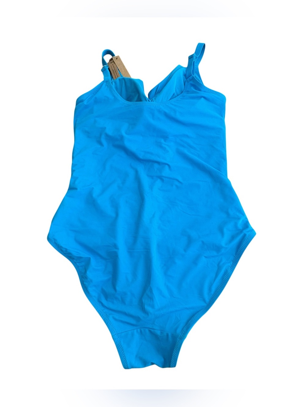 NWT Shapellx One-Piece L Swimsuit Turquoise Blue Ruching Adjustable Straps - Picture 3 of 9